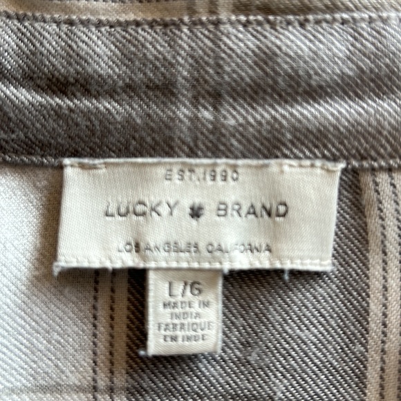 Lucky Brand gray and white super soft flannel button up shirt szL - Picture 10 of 11